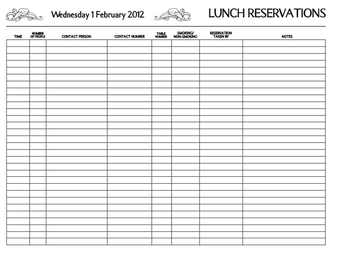 Restaurant Template Reservations Table Lunch Software.